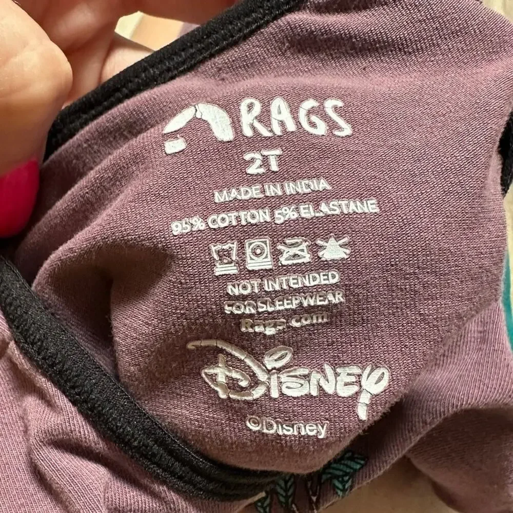 RAGS One-Piece Romper 2T Purple Teal Bambi Disney Cotton Striped Cuffs